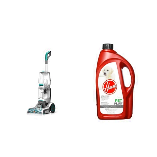 Hoover Smartwash Automatic Carpet Cleaner, FH52000, Turquoise & PETPLUS Concentrated Formula, 64oz Pet Stain and Odor Remover, AH30320, Green