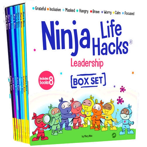 Mary Nhin Ninja Life Hacks Leadership 8 Book Box Set (Books 17-24: Focused, Calm, Brave, Compassionate, Masked, Inclusive, Grateful, Hangry)
