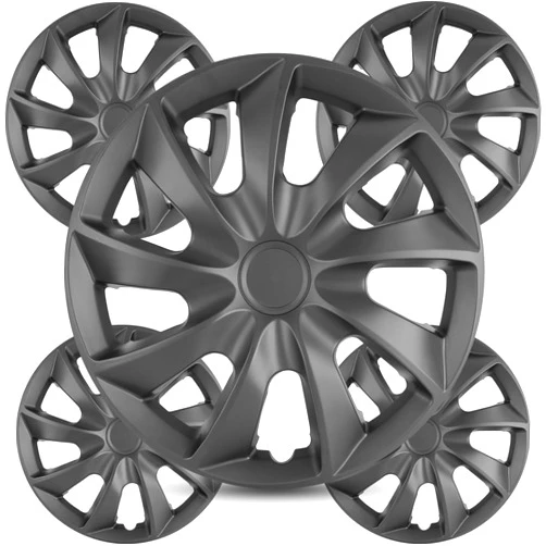 Winjet Universal Hubcaps Black Matte Wheel Cover Replacement R16 Hub Caps Automotive Universal Wheel Rim Cover Compatible with Most Car Truck SUV Accessories(16 Inch Hubcaps Set of 4)