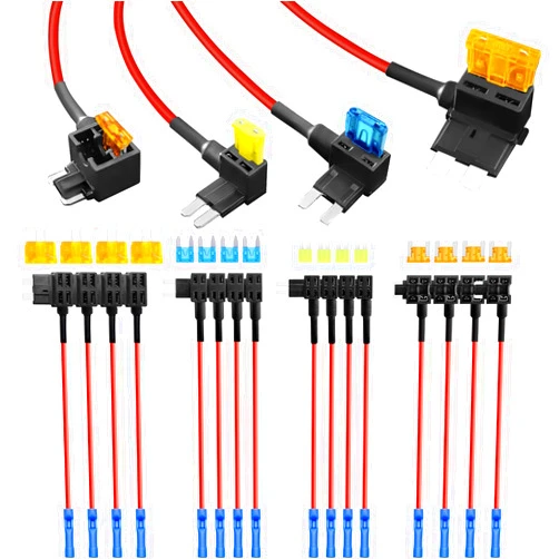 GHGVOLB 16 Pack 4 Types Car Fuse Tap,Professional 12V Add a Circuit Fuse Tap Kit - Standard Mini Micro2 and Low Profile Mini Fuse Taps,ATO ATC ATM APM fuse Holder for Cars Trucks Boats