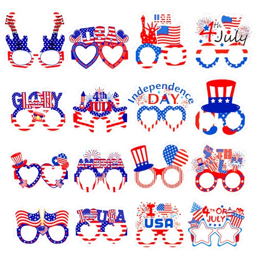 Runloon 4th of July Glasses Red Blue White Patriotic Party Glasses Independence Day Eyeglasses for 4th of July Party Favors