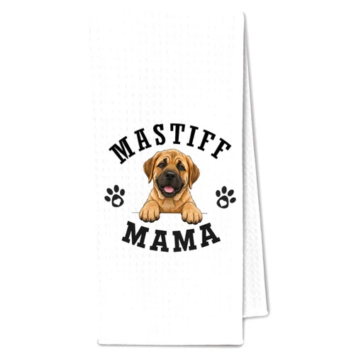 ChissNook Mastiff Kitchen Towels, Dog Mama English Mastiff Gifts for Women & Dogs Moms, Dog Lover Gifts Decorative Hand Towels for Bathroom, 16x24 Inch