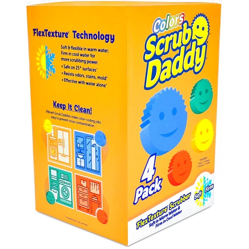 Scrub Daddy Sponge Set Color Variety Pack - Scratch-Free Multipurpose Dish Sponge - BPA Free & Made with Polymer Foam - Stain & Odor Resistant Kitchen Sponge (4 Count)