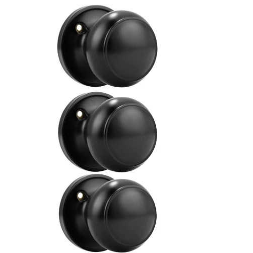 Probrico (3 Pack Classic Closet Door Knobs Dummy Door Knob, Individual Non-Turning Dummy Door Knob Single Side, Black Interior Door Knobs, Easy Installation