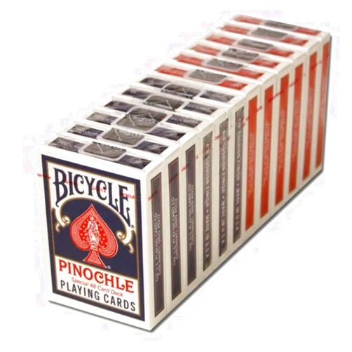 Brybelly 12 Decks Bicycle Pinochle Cards (6 Red / 6 Blue)