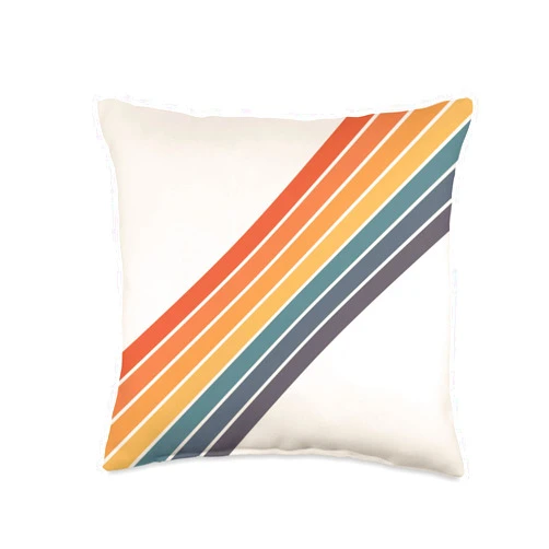 Classic Minimal Decorative Retro Pattern Design Colorful 70s Vintage Style Retro Summer Stripes Throw Pillow, 16x16, Multicolor