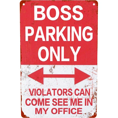 SUBAKBANDHA Vintage Boss Parking Only Metal Tin Sign For Man Cave Garage Office Wall Decor Gift 8x12 Inches