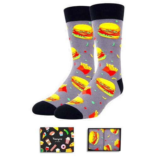 HAPPYPOP Funny Socks for Men Teen Boys - Pickle Donut Burger Gifts, Novelty Food Socks