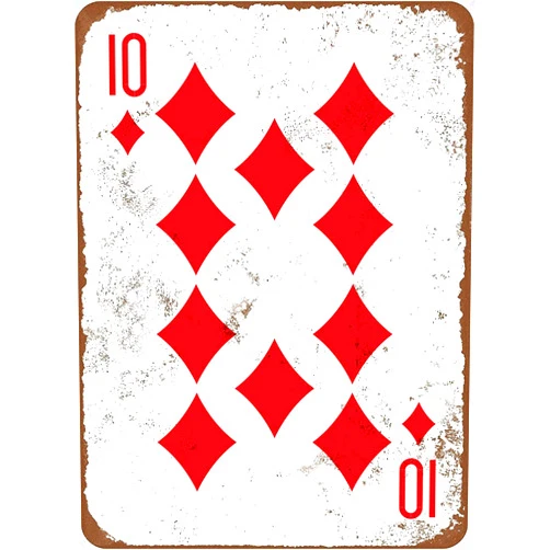 Eveokoki Metal Sign 8 x 12inches - 10 of Diamonds Retro Poker Man Cave Vintage Look Tin Sign Wall Decoration Bar Cafe Home Decor Plaque