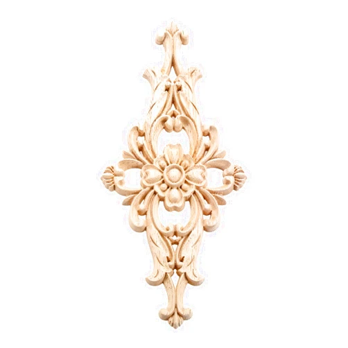 MUXSAM Wood-Carved Furniture Appliques Onlays, 1-Pack Unpainted Center Carving Decal for Door Wall Ceiling Cabinet Dresser Decoration (20x10cm/8 x4)