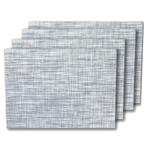 LEXMORE PVC Woven Placemats 4 PCS Wipeable Indoor/Outdoor Table Mats Washable Vinyl Place Mats for Dining Table, Set of 4-Gray