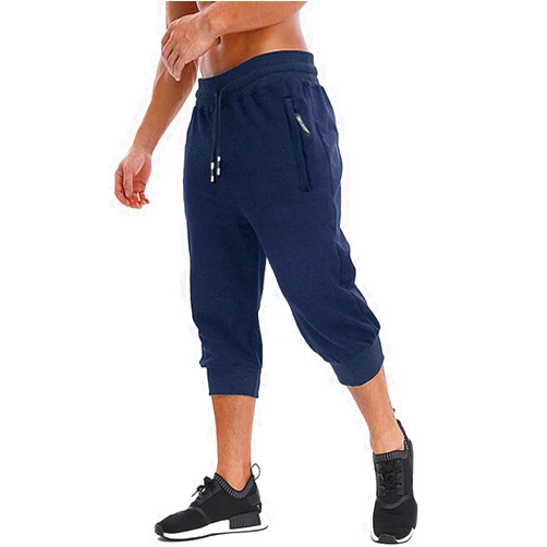 MAGNIVIT Men's 3/4 Jogger Capri Pants Workout Gym Below Knee Shorts Zipper Pockets Jogger Sweatpant Capris for Men