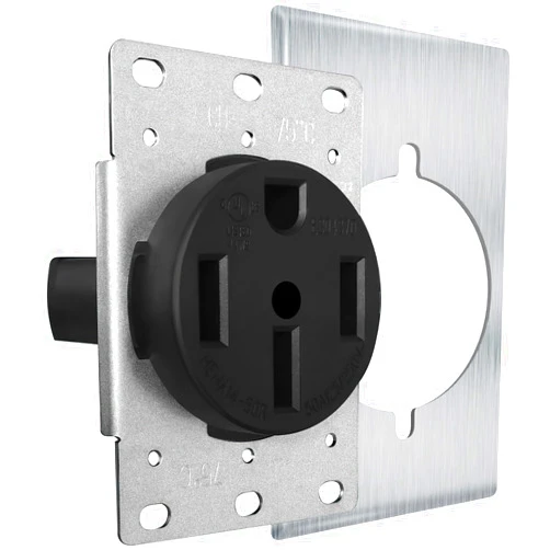 Amy&Lucky NEMA 14-50R Outlet, 50 Amp 250V Heavy-Duty Power Outlet, Straight Blade Flush Mounting Receptacle Include Replacement Panel, for RV, Camper, EV, Welders, Plasma Cutters, Oven, Electric Ranges, Dryers
