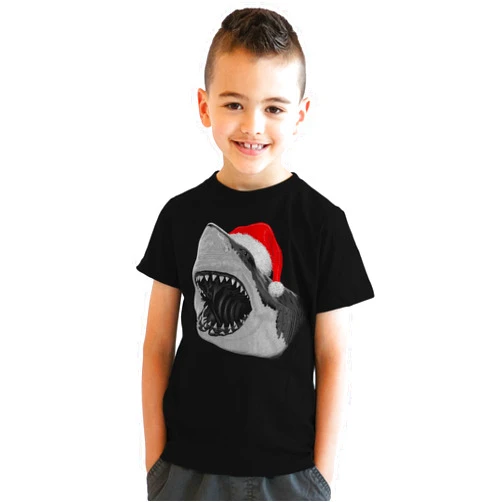 Crazy Dog T-Shirts Youth Santa Jaws Funny Holiday Shark Christmas Cool Novelty T Shirt for Kids