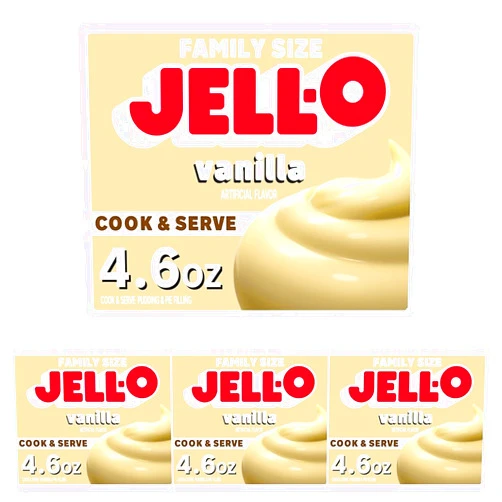 Jell-O Cook & Serve Vanilla Pudding & Pie Filling Mix (4.6 oz Box) (Pack of 4)