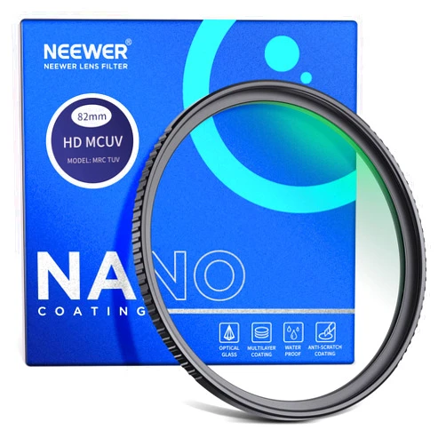 NEEWER 82mmm UV Filter, Ultra Slim UV Protection 82mm Camera Lens Filter with 9H High Hardness Tempered HD Optical Glass/Aluminum Alloy Frame/30 Layers Nano Coated/Water Repellent/Scratch Resistant