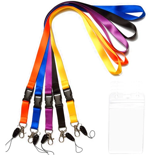 YOUOWO 5 Pack Neck Lanyards with badge holder lanyard for keys Strap Lanyard for ID Badges Holder Key Women Men Cell Phones USB Whistles Black,Blue,Yellow,Orange