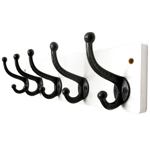 WEBI Rustic Coat Rack Wall Mount,5 Cast Iron Coat Hooks Wall Mounted,Heavy Duty Wall Coat Hanger,Vintage Hooks for Hanging Coats,Clothes,Black on White