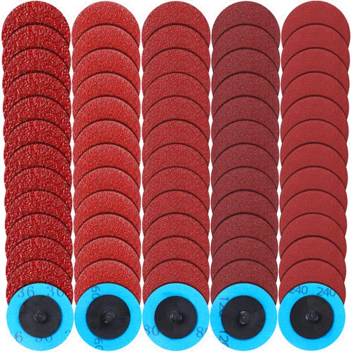 Chumia 250 Pcs Mix Roll Lock Discs Set 36 60 80 120 240 Grit 2 Inch Sanding Discs Die Grinder Accessories Aluminum Oxide Surface Conditioning Discs for Surface Prep Polish Burr Paint Removal