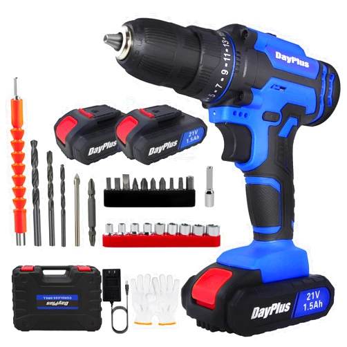 HSHa 21V Cordless Drill Driver，Handheld Screwdriver Drill Set with 26PCS Drill Bits, 2 X 1500mAh Batteries,25+1 Torque Setting, 45N.m Max,2 Variable Speed, LED Light for Home and Garden DIY Project