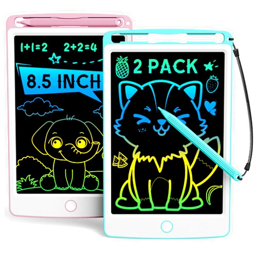 bravokids Kids Toys 2 Pack LCD Writing Tablet for Kids, 8.5 Inch Colorful Doodle Board Drawing Tablet Pad Erasable, Toddler Learning Toys Birthday Christmas Gifts for Boys Girls 3 4 5 6 7 8, Blue+Pink