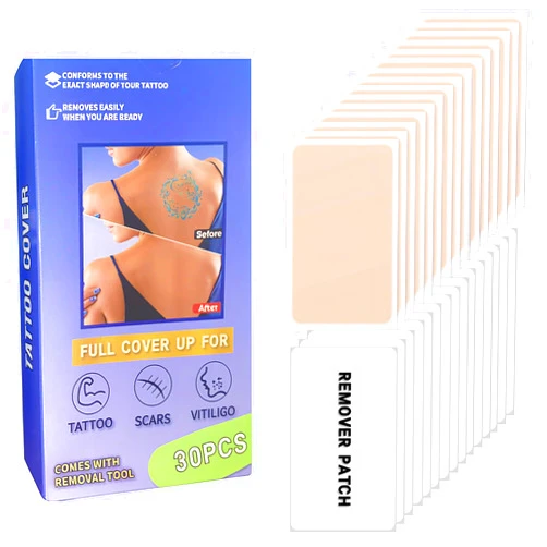 Generic Tattoo Cover Up Patch, 15Pcs Tattoo cover and 15Pcs Remover sticker,Water-Resistant Cover Up Patch, Ultra Thin Invisible Breathable Patch Concealer Sticker for Scars & Birthmarks,
