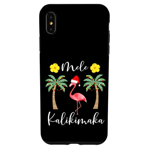 Watercolour Initial Monogram Gifts iPhone XS Max Mele Kalikimaka Tropical Christmas Flamingo Case