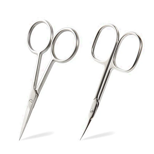 BEZOX Small Scissors 2 PCS Set - Nail Cuticle Scissors/Manicure Scissors Kit - Straight and Curved Blade Beauty Scissor for Beard/Mustache, Nose Hair, Ear Hair, Eyelashes and Eyebrow Trimming