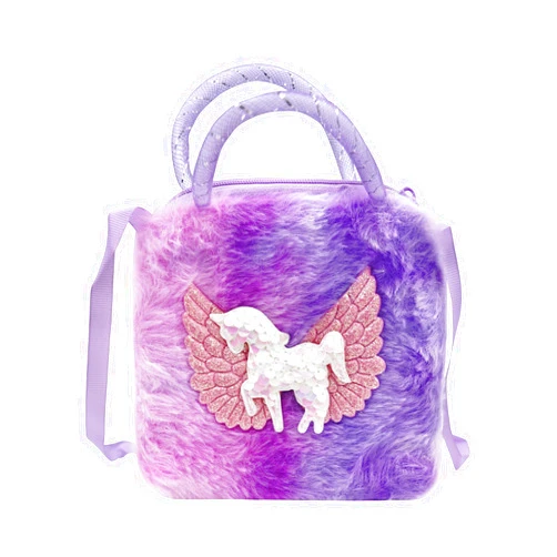 ZGMYC Kids Girls Colorful Plush Unicorn Cell Phone Bag Pouch Mini Crossbody Purse Handbag Wallet