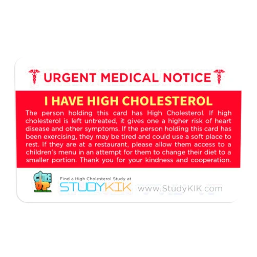 StudyKIK High Cholesterol Alert Plastic Alert Card