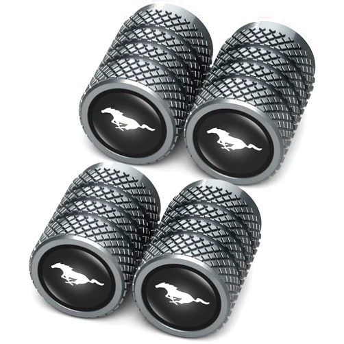 LSLZK8 Tire Valve Caps, Valve Stem Caps Fit Mustang Snake Speedstar Evos Everest GT Shelby Mach-E Grand C-MAX Falcon Figo, Alloy Car Tire Caps for Corrosion Resistant Leak-Proof Car Accessories, Black