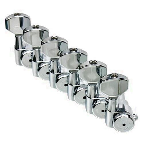 Hipshot CHROME 6-InLine Grip-Lock Non-Staggered Vintage Post Guitar Tuners w/UMP