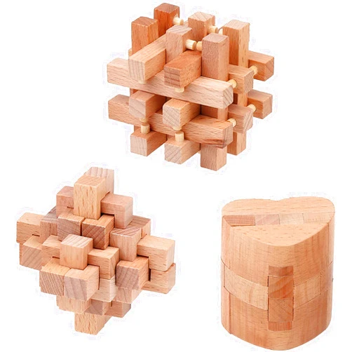 Sharp Brain Zone Brain Teaser Puzzle 3Pcs Unlock Interlock Game IQ Test Wooden Toy 3D Unlock Interlock Puzzle Magic Ball Brain Teaser Toy Puzzles for Adults …