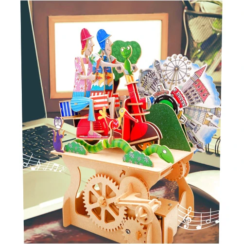 Ilo iló 3D Puzzles for Adults, DIY Mechanical Wooden Puzzle Model Kit for Adults & Teens, Building Sets for Kids 14+, Music Box Not Included, STEM Toys Brainteaser, Unique Gift, Decor, Scooter Safari