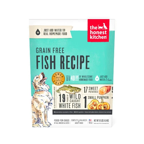 The Honest Kitchen Human Grade Dehydrated Grain Free Dog Food – Complete Meal or Dog Food Topper – Fish 10 lb (makes 40 lbs)