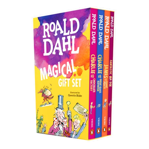Roald Dahl Magical Gift Boxed Set (4 Books): Charlie and the Chocolate Factory, James and the Giant Peach, Fantastic Mr. Fox,Charlie and the Great Glass Elevator