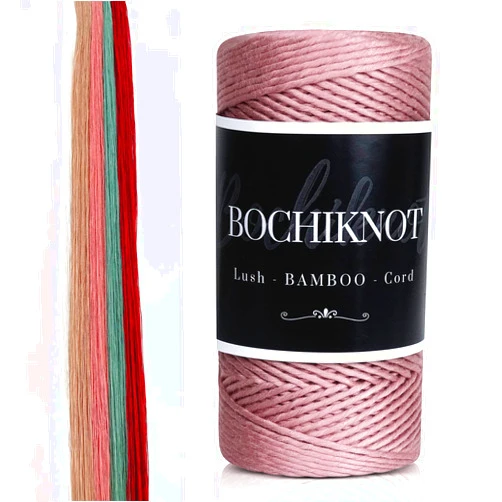 BOCHIKNOT Mauve Pink 3mm Macrame Cord 150 Yards - Viscose made from Bamboo - Macrame Rope - Macrame Supplies - Single Strand String for Craft & Knotting - Colored Cord for Arts & Crafts