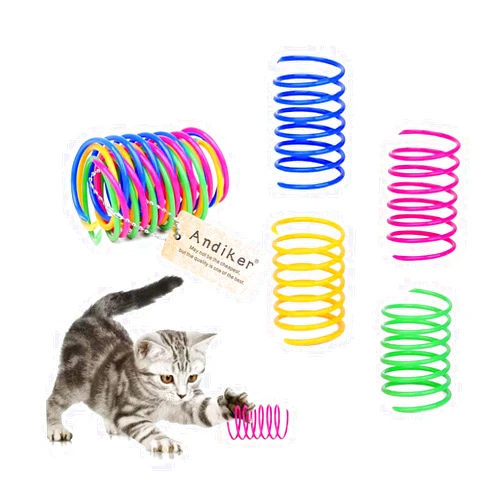 Andiker Cat Spiral Spring, 12 Pc Cat Creative Toy to Kill Time and Keep Fit Interactive Cat Toy Sturdy Heavy Plastic Spring Colorful Springs Cat Toy for Swatting, Biting, Hunting Kitten Toys