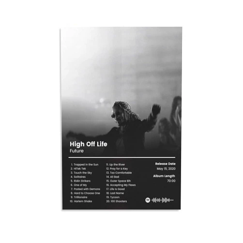 WUYUART Future Poster High Off Life Album Cover Canvas Poster Print Music Posters for Room Aesthetic Gift Unframe-style12x18inch(30x45cm)