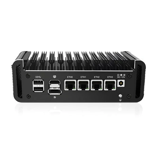 KingnovyPC Firewall Micro Appliance,Industrial Mini Computers 4 Port i226 2.5GbE LAN Fanless Mini PC N100,16GB DDR5 256GB NVMe,4* USB, HDMI, DP, Ethernet AES-NI VPN Router PC, Openwrt