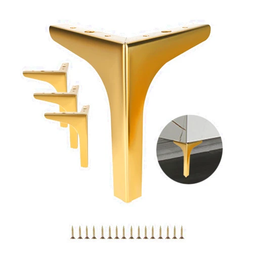 Enkman Set of 4 Metal Furniture Sofa Legs, 4 inches DIY Replacement for Dresser Couch Cabinet Sofa Bed Loveseat Ottoman, Including Screws (6 Inch, Gold)