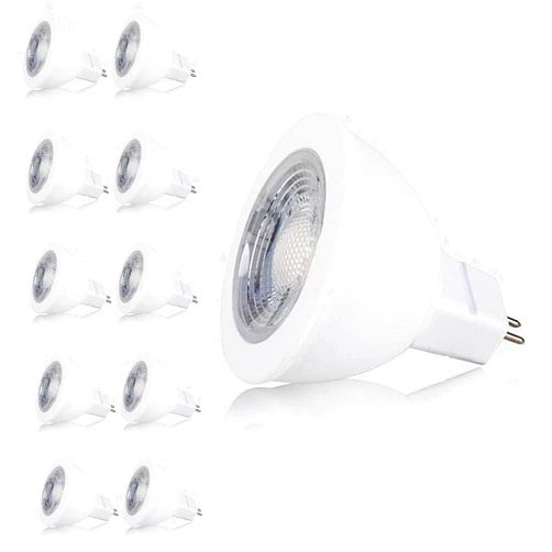 CBconcept UL-Listed MR16 GU5.3 LED Bulbs, 10-Pack, 5 Watt, Dimmable 500 Lumen, Pure White 6000K, 36°Beam Angle, 12V, 50W Halogen Equivalent, Recessed/Landscape LED Lighting | Designed In San Francisco