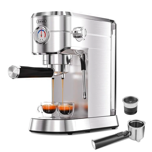 Gevi Espresso Machine 20 Bar with Portafilter for Nespresso Original Capsules and Coffee Powder, Professional Espresso Maker with Milk Frother for Cappuccino, Latte, Compact Espresso Coffee Machine