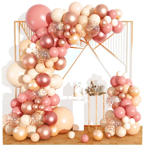 Ouddy Party 170Pcs Blush Dusty Rose Pink Balloons Garland Arch Kit, Boho Peach Rose Gold Neutral Confetti Balloons for Girls Women Bridal Baby Shower Wedding Engagement Birthday Party Decorations