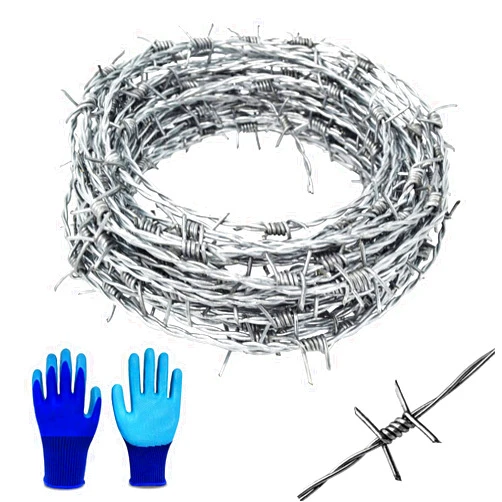 YAGJIA Barbed Wire 50 Ft, 4 Point Barbed Wire Fence, Hot-Dip Galvanized Barb Wire Roll, 18 Gauge Strong and Flexible Wire for Crafts Baseball Ball and Yard Garden