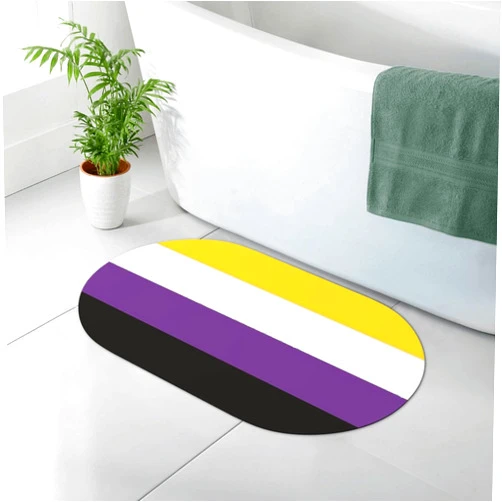 SEAEAGLE Non-Binary Pride Flag Diatomaceous Earth Bath Mat Diatomite Stone Fast Water Drying Diatom Mud Foot Pad