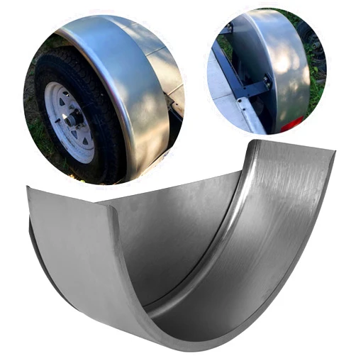 HECASA Steel Round Single Axle Trailer Fender and Fender Back Fits 14” to 16” Diameter Wheels - 32” x 9” x 15”