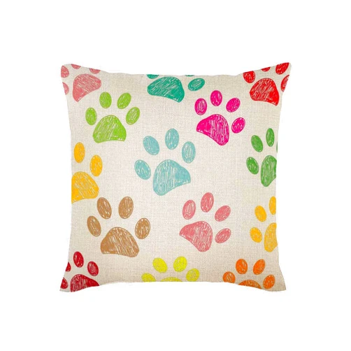 TASDANA Paws Throw Pillow Cover Dog Paw Cute Print Puppy Footprint Funny Graphics Pillow Covers 18X18 Inch Square Cotton Linen Soft Couch Cushion Case for Bedroom Sofa Living Room Home Decor