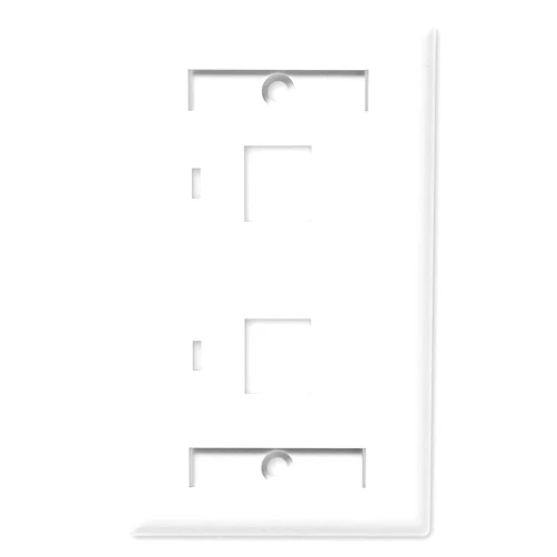 NavePoint Keystone Jack Wall Plate 2-Port, Low Profile, Single Gang, White, 10-Pack