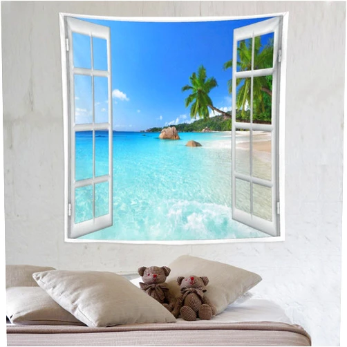 ZhiRain Ocean Beach Tapestry Wall Hanging Tropic Paradise Beach Coconut Tree Hippie Bohemian Palm Tree Tapestries Home Decor for Living Room Bedroom Apartment Farmhouse Dorm 60